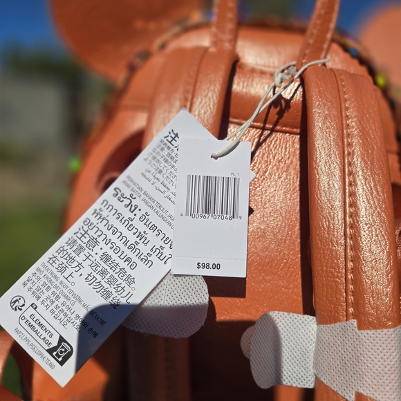 Loungefly Orange and Brown Sequin Mouse Ears Backpack - Picture 4 of 7